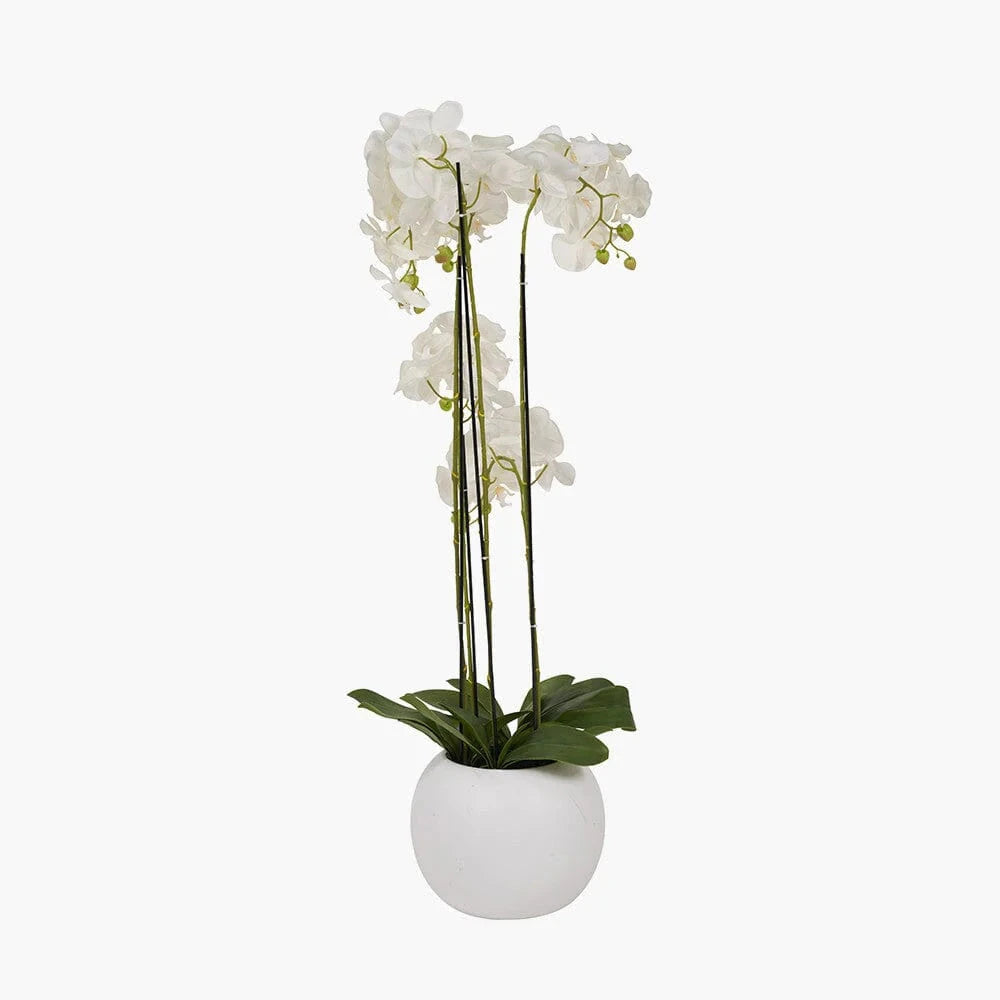 In Stock Floor Standing White Faux Potted Orchid Decorative Floral Accessories