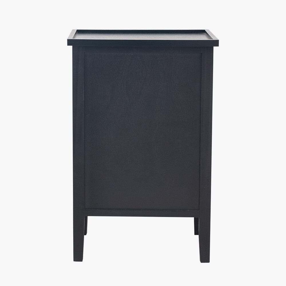 In Stock - Henrik Black 3 Drawer Bedside Table with Gold Handles Furniture