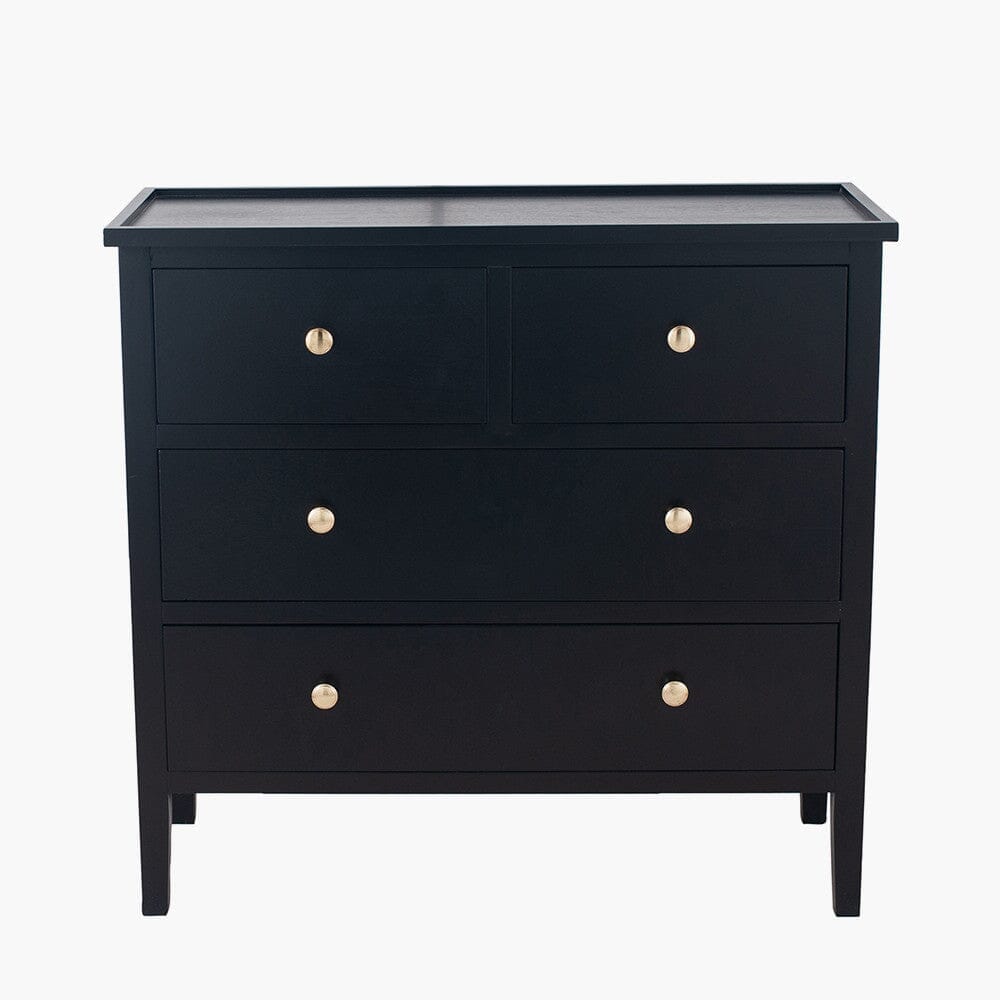 In Stock - Henrik Black 4 Drawer Chest with Gold Handles Furniture
