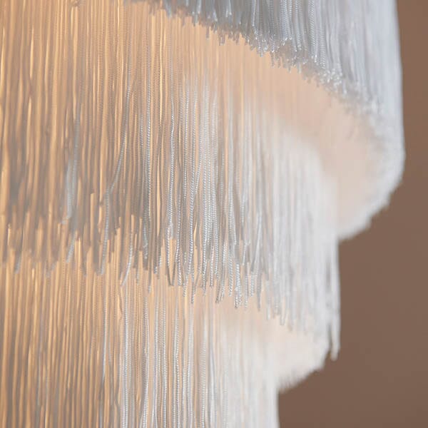 In Stock - Jessamine Gold & White Fringed Pendant Ceiling Light Lighting