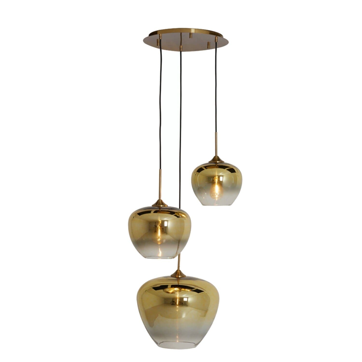 In Stock - Marmilla Gold Glass Ombre 3 Light Pendant Ceiling Light Lighting