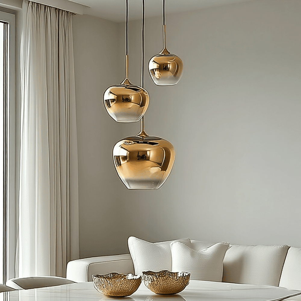 In Stock - Marmilla Gold Glass Ombre 3 Light Pendant Ceiling Light Lighting