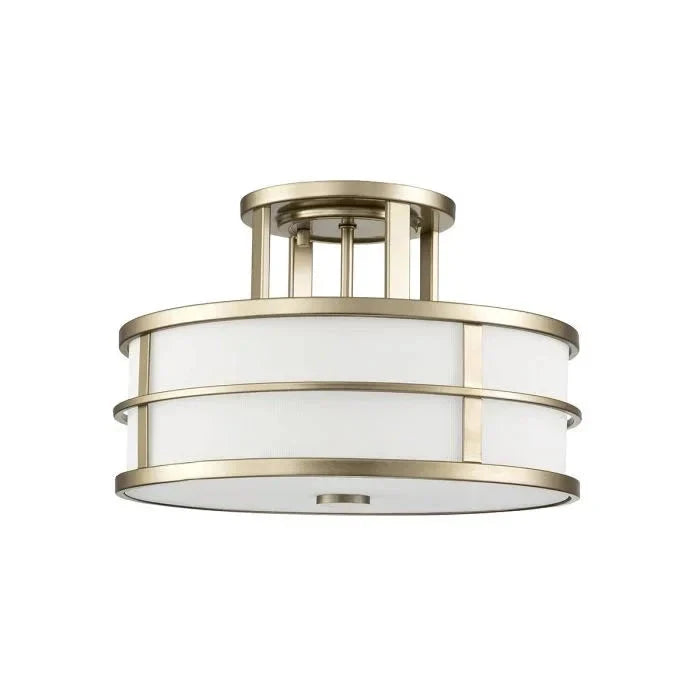 In Stock - Millie Painted Brass 3 Light Semi-Flush Ceiling Light Lighting