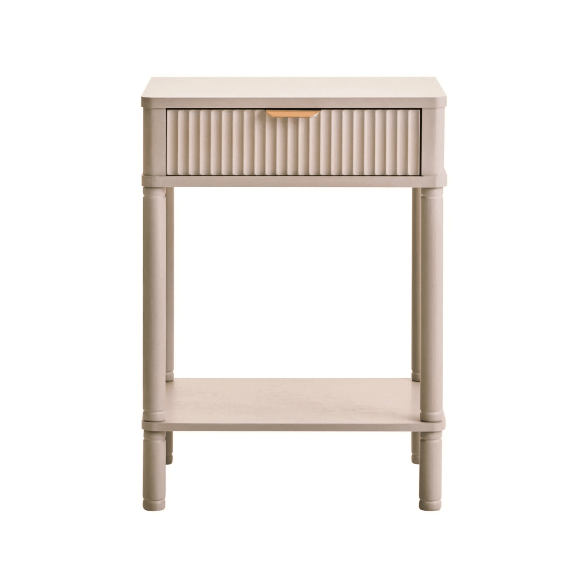 In Stock - Nydia Cream Ribbed 1 Drawer Bedside Table Furniture