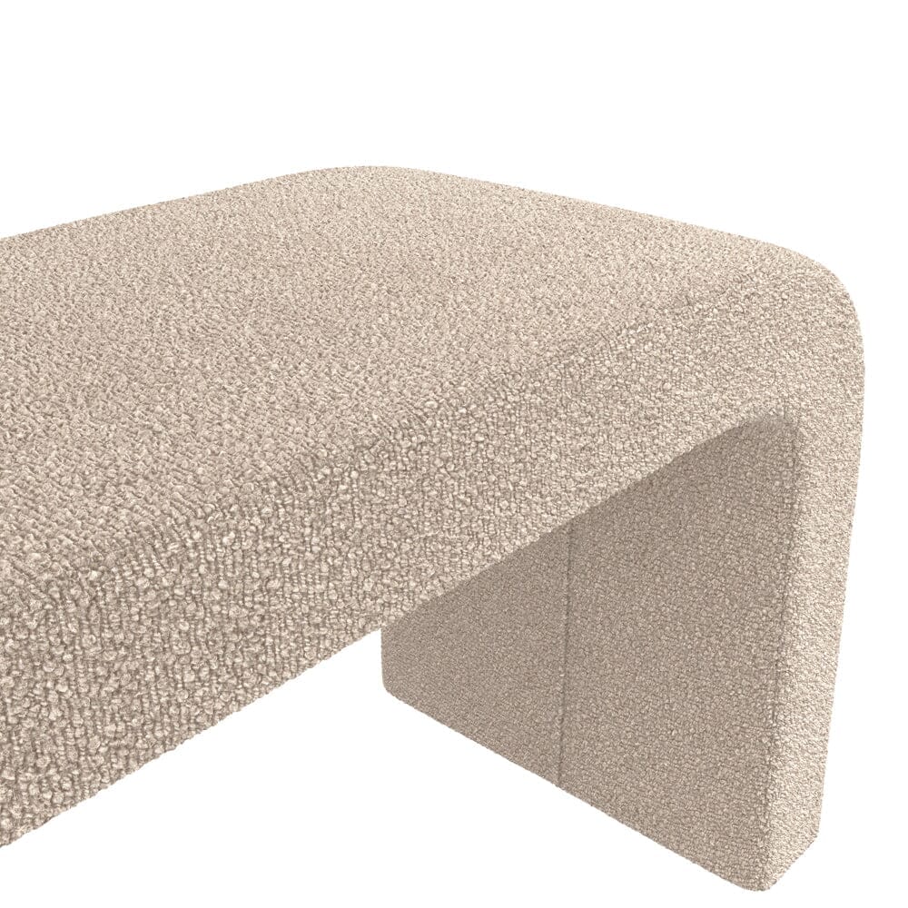 In Stock - Valiona Cream Boucle Curved Bench Furniture