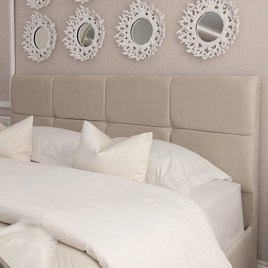 Isabella Luxury Vanilla Velvet Upholstered Bed MTO Beds and Headboards