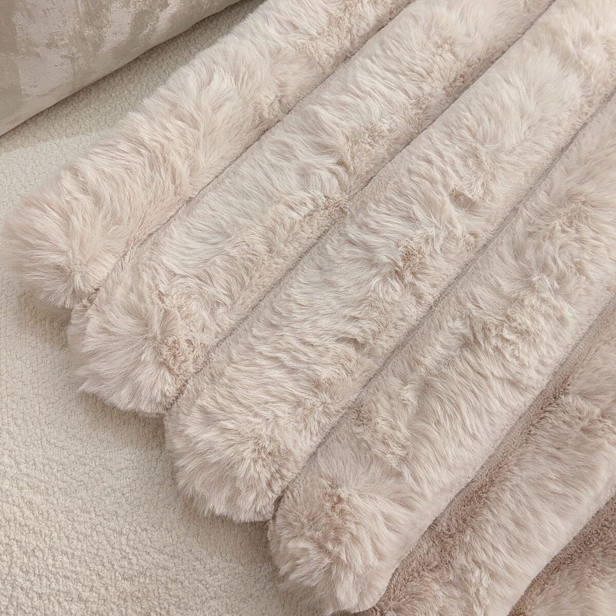 Isla Oatmeal Chunky Ribbed Faux Fur Throw Textiles