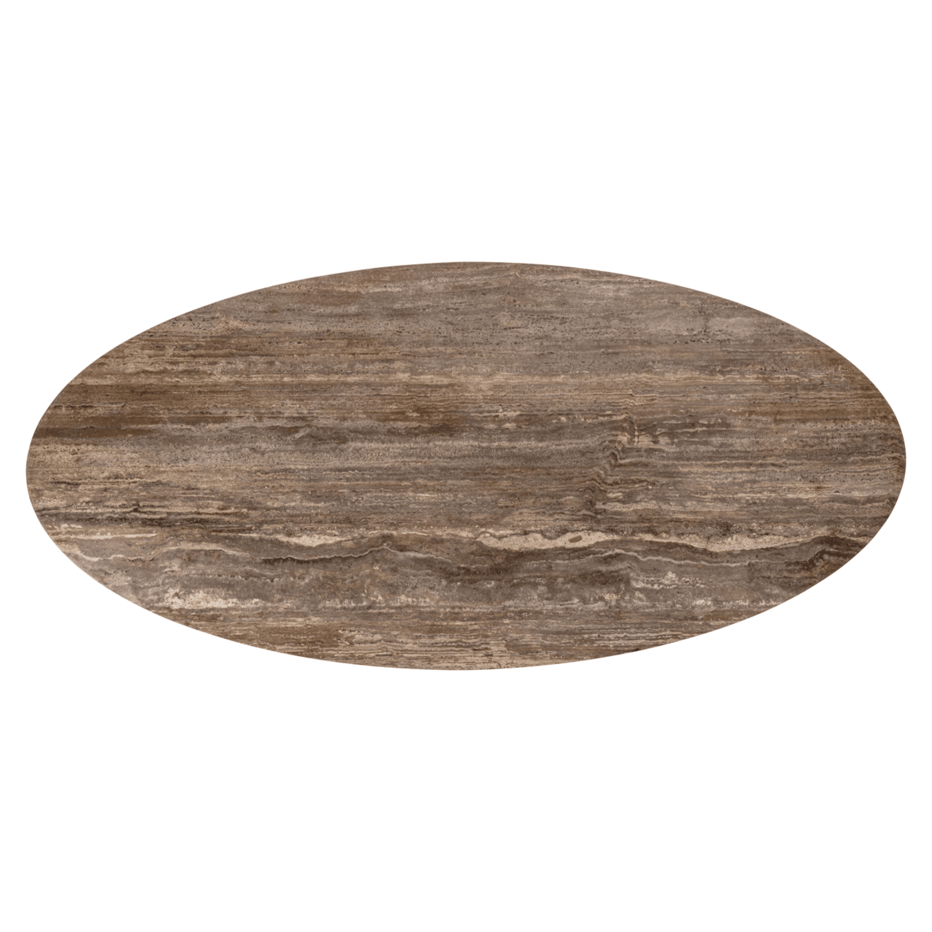 Iva Aluminium Sculptural Oval Dining Table with Travertine Top Furniture