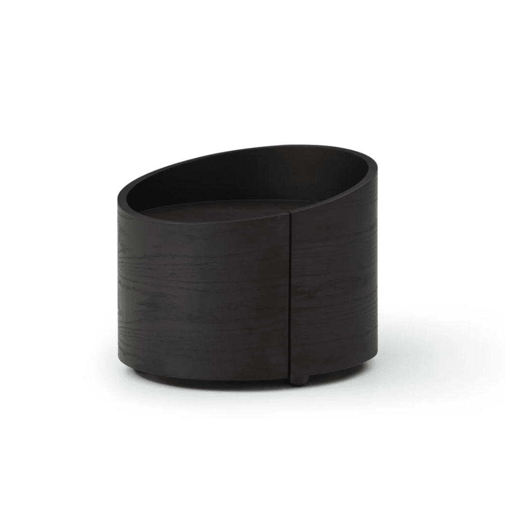 Ivillia Black Round Wooden Bedside Table Furniture