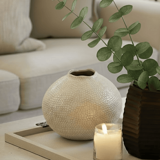 Janou Large Cream Mottled Vase Accessories