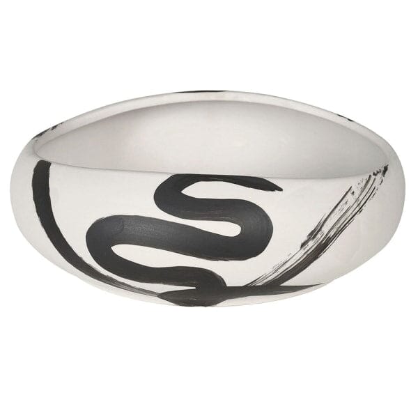 Jaxon Black & Cream Paint stroke Decorative Ceramic Bowl Accessories