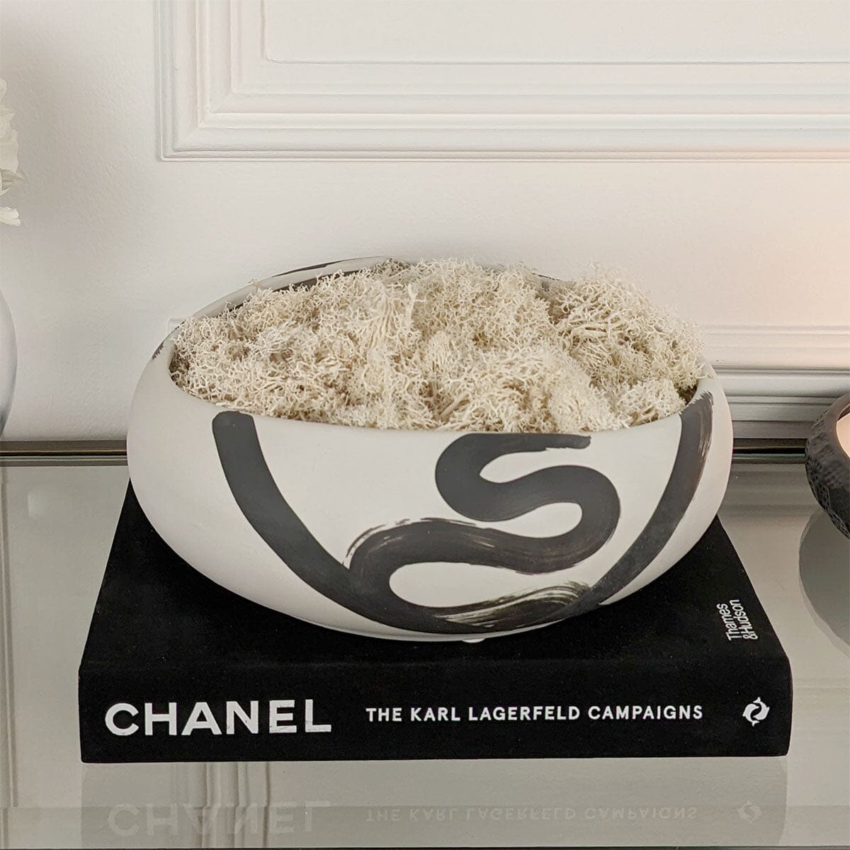 Jaxon Black & Cream Paint stroke Decorative Ceramic Bowl Accessories