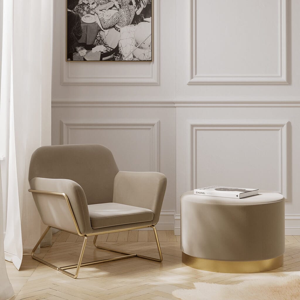 Jaycee Beige & Gold Accent Chair Furniture
