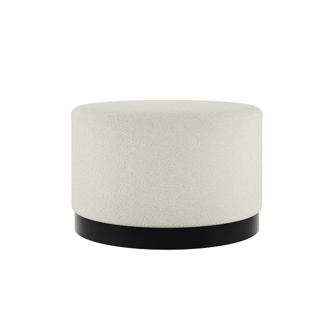 Jaycee Cream Boucle & Black Large Round Stool Furniture