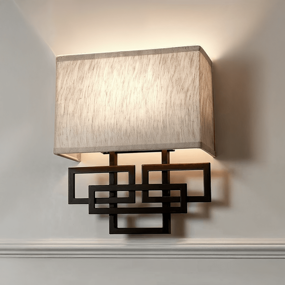 Jennifer Bronze 2 Light Wall Light with Linen Shade Lighting