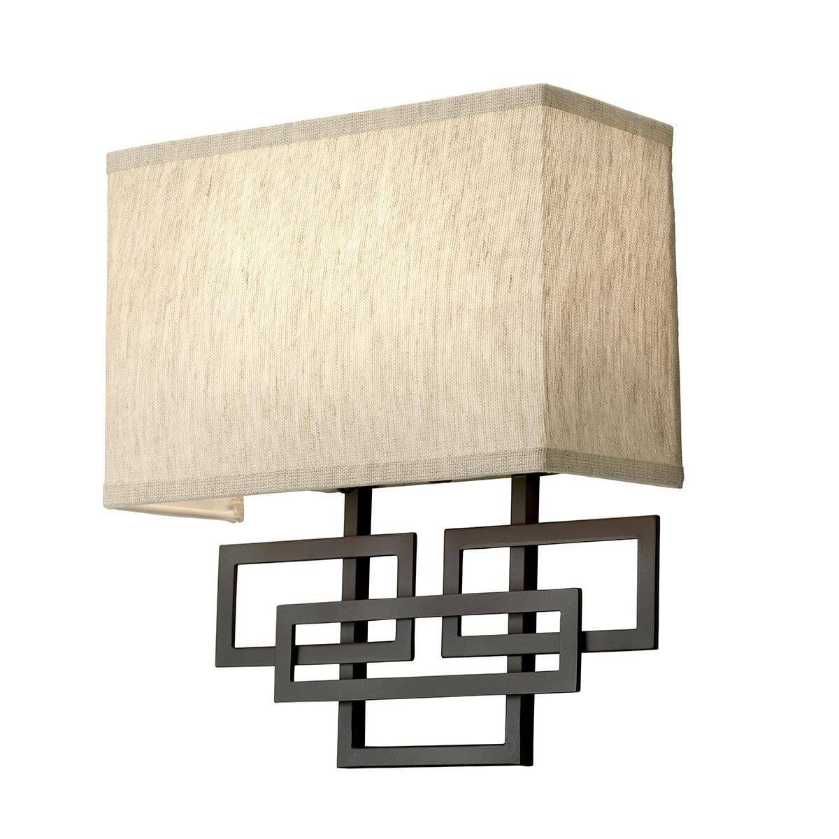 Jennifer Bronze 2 Light Wall Light with Linen Shade Lighting