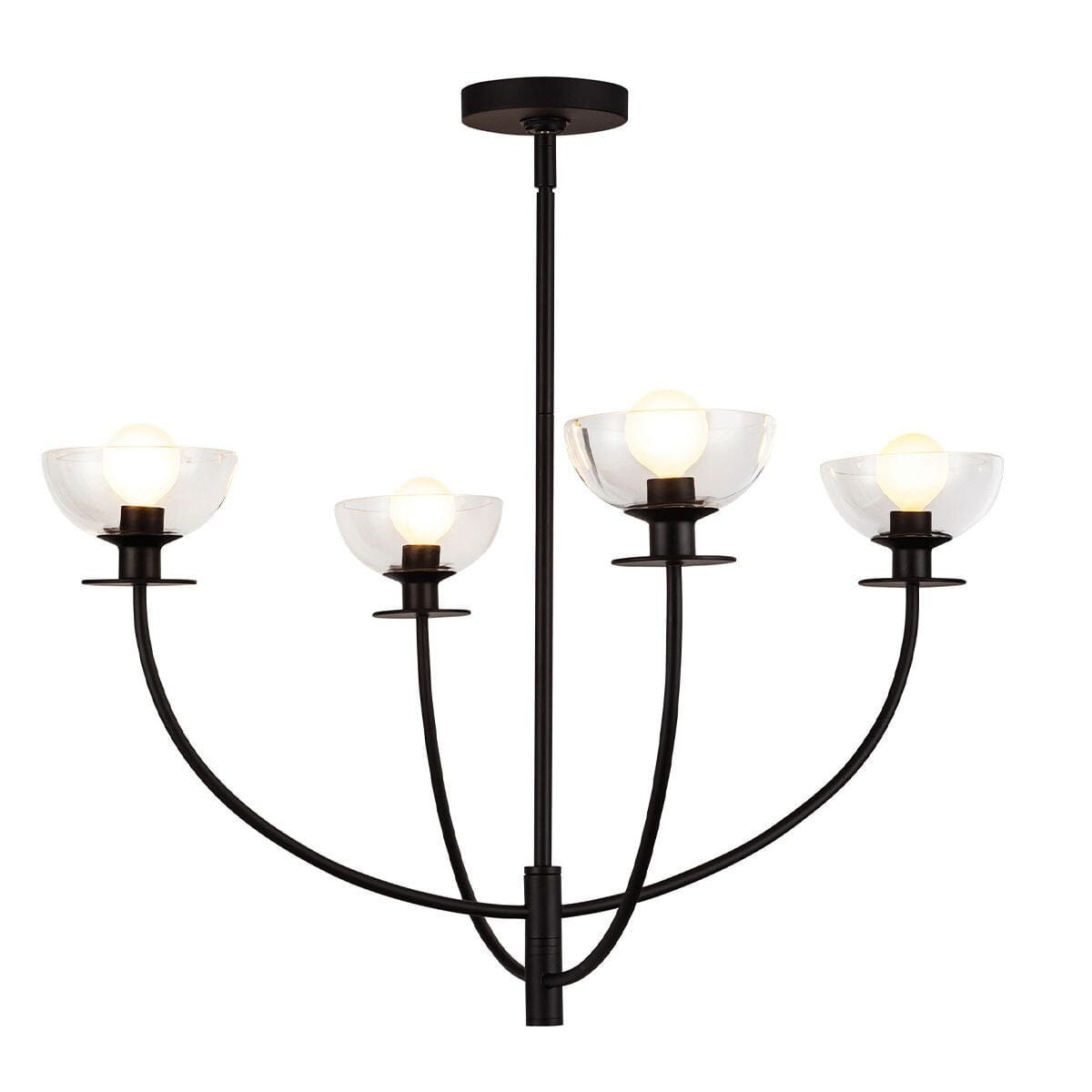 Jessica 4 Light Matte Black & Glass Chandelier Lighting