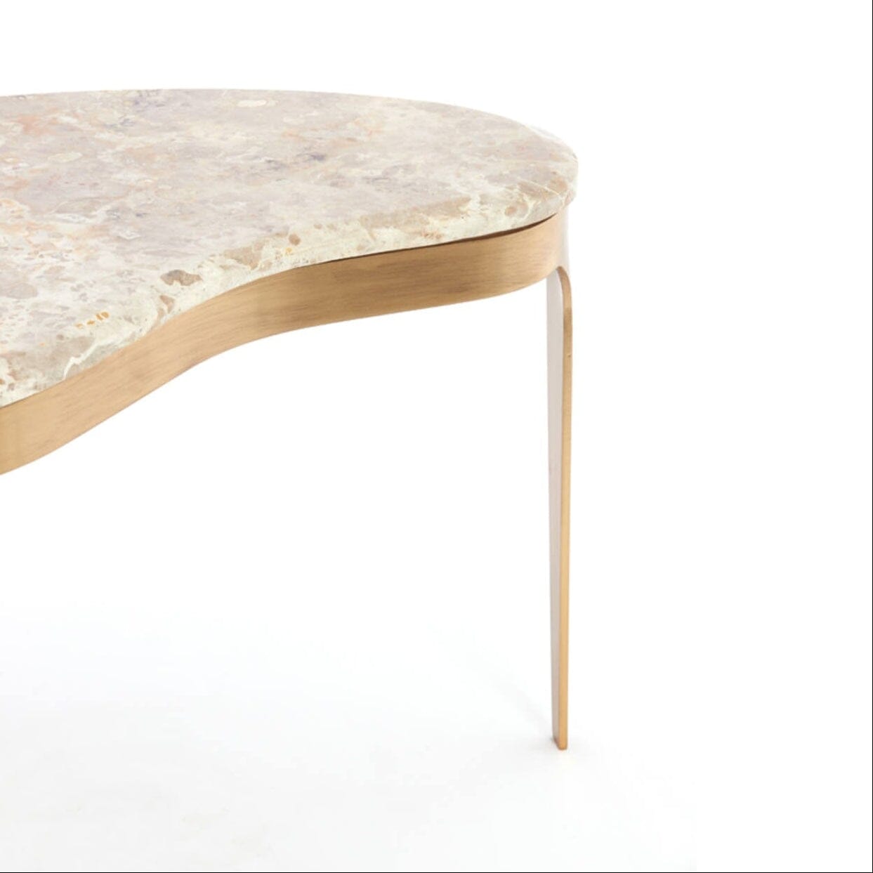 Josephine Antique Bronze Abstract Shaped Coffee Table with Taupe Marble Top Furniture