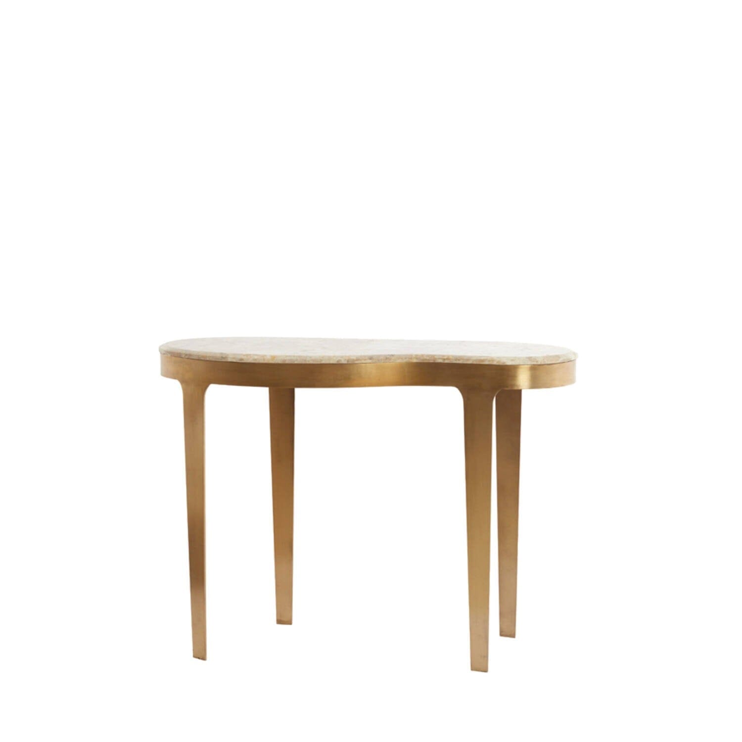 Josephine Antique Bronze Abstract Shaped Console Table with Taupe Marble Top Furniture