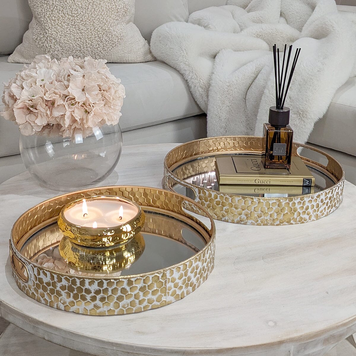 gold dressing table tray Afoxsos Gold Dresser Ornate Tray Metal Decorative Jewelry Perfume Organizer for Vanity, Dresser, Bathroom, Bedroom