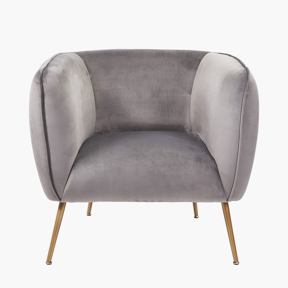 Juliana Dove Grey Velvet Accent Chair with Gold Legs Furniture