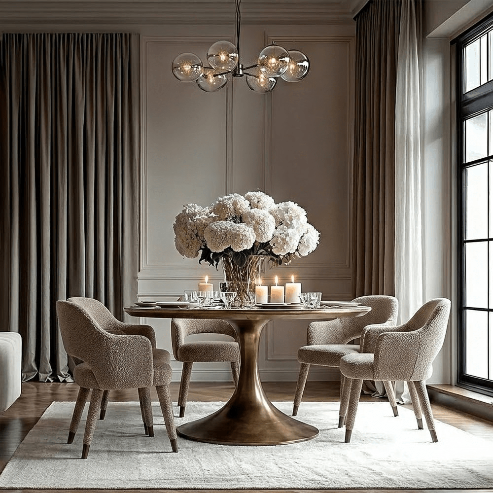 Juliette Brushed Brass Round Dining Table Furniture