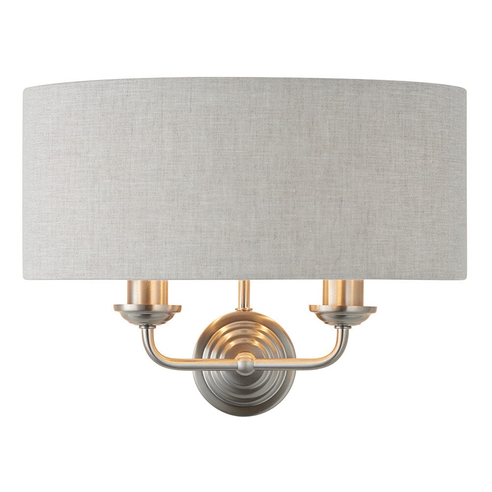 Juniper 2 Light Chrome Wall Light with Neutral Shade Lighting