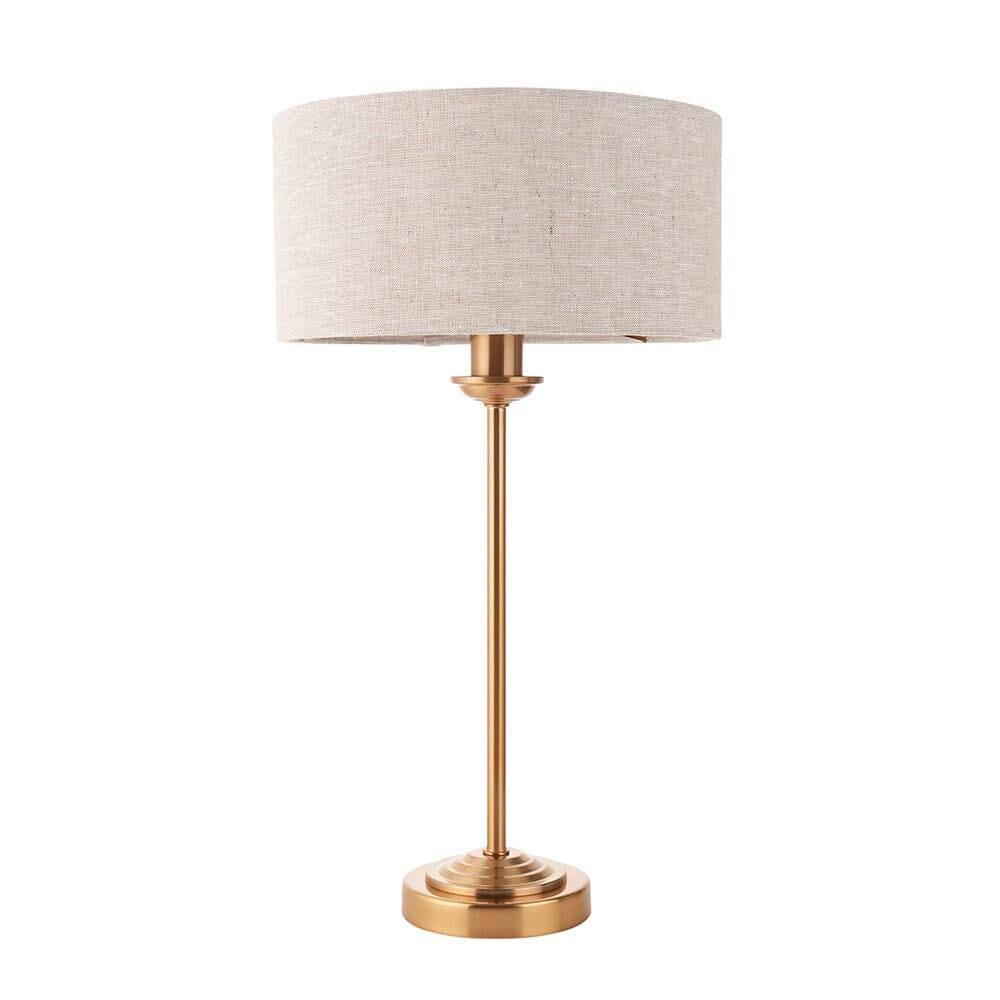 Juniper Brass Table Lamp with Neutral Shade Lighting