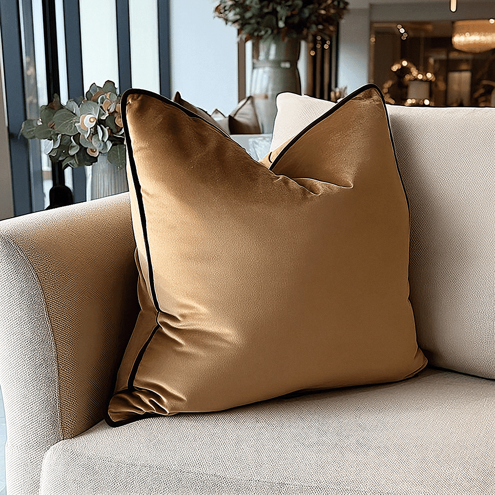 Juniper Caramel & Chocolate Velvet Feather Filled Cushion- 45x45cm Textiles
