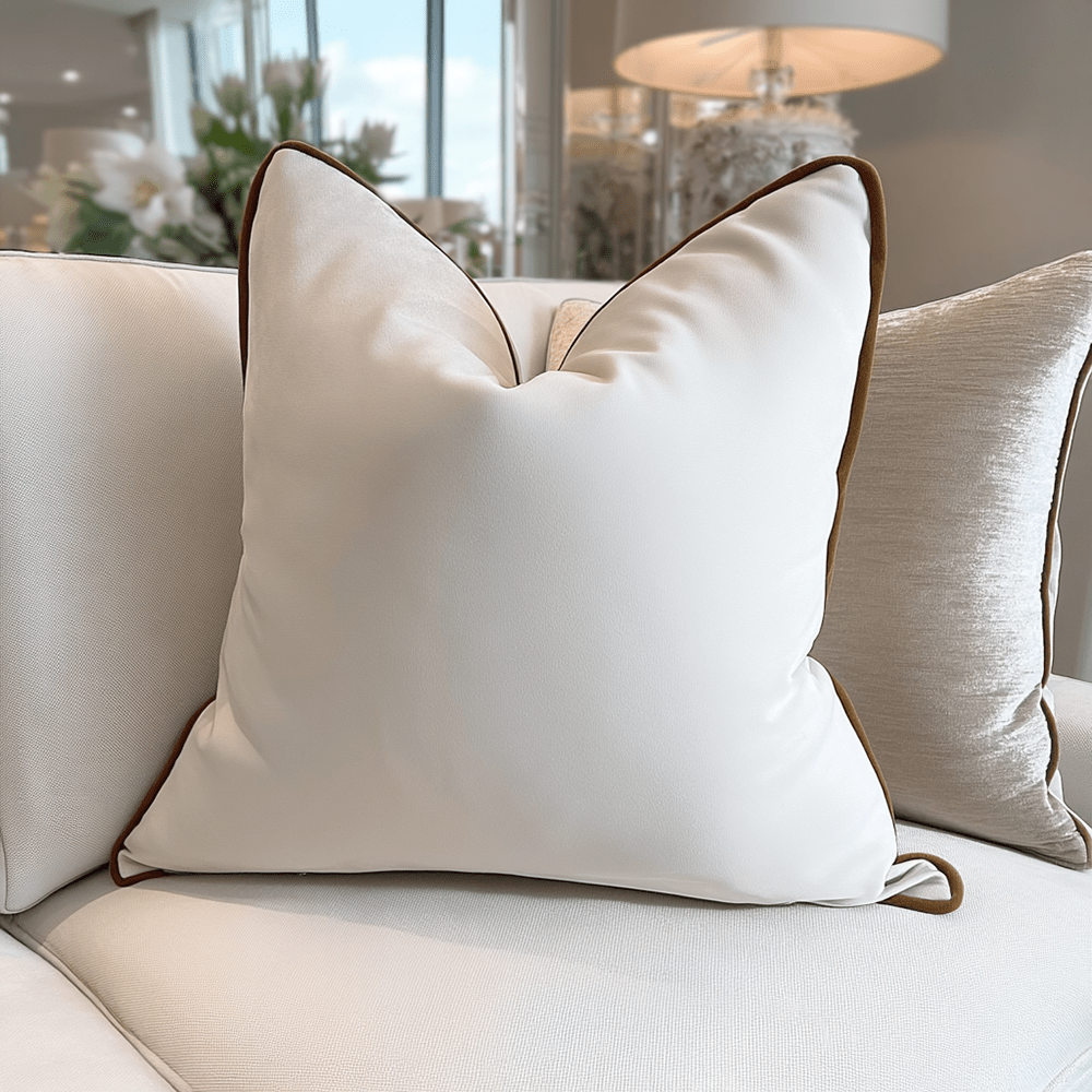 Juniper Ecru & Rust Velvet Feather Filled Cushion - 45 x 45cm