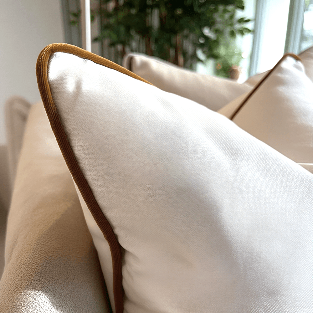 Juniper Ecru & Rust Velvet Feather Filled Cushion - 45 x 45cm