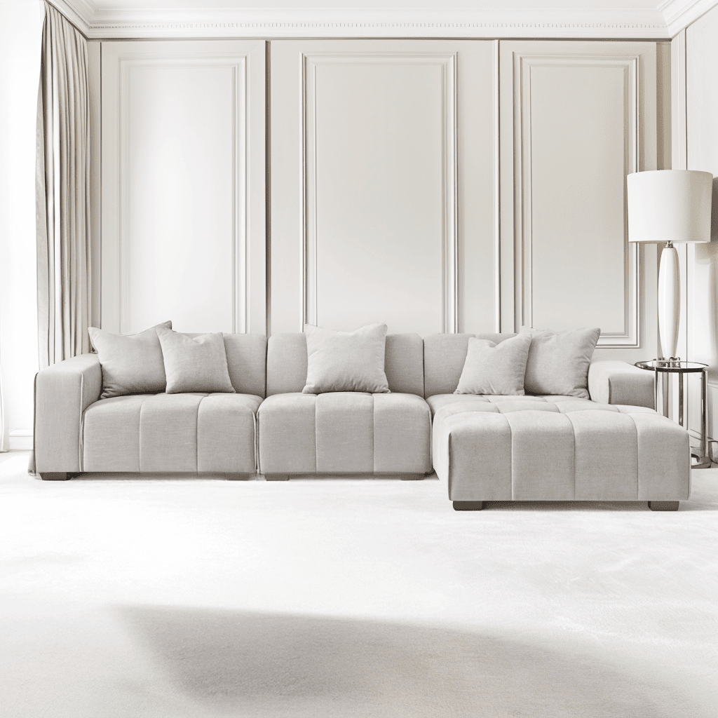 Kace Cloud Grey Boucle Tufted Sofa Range Sofa
