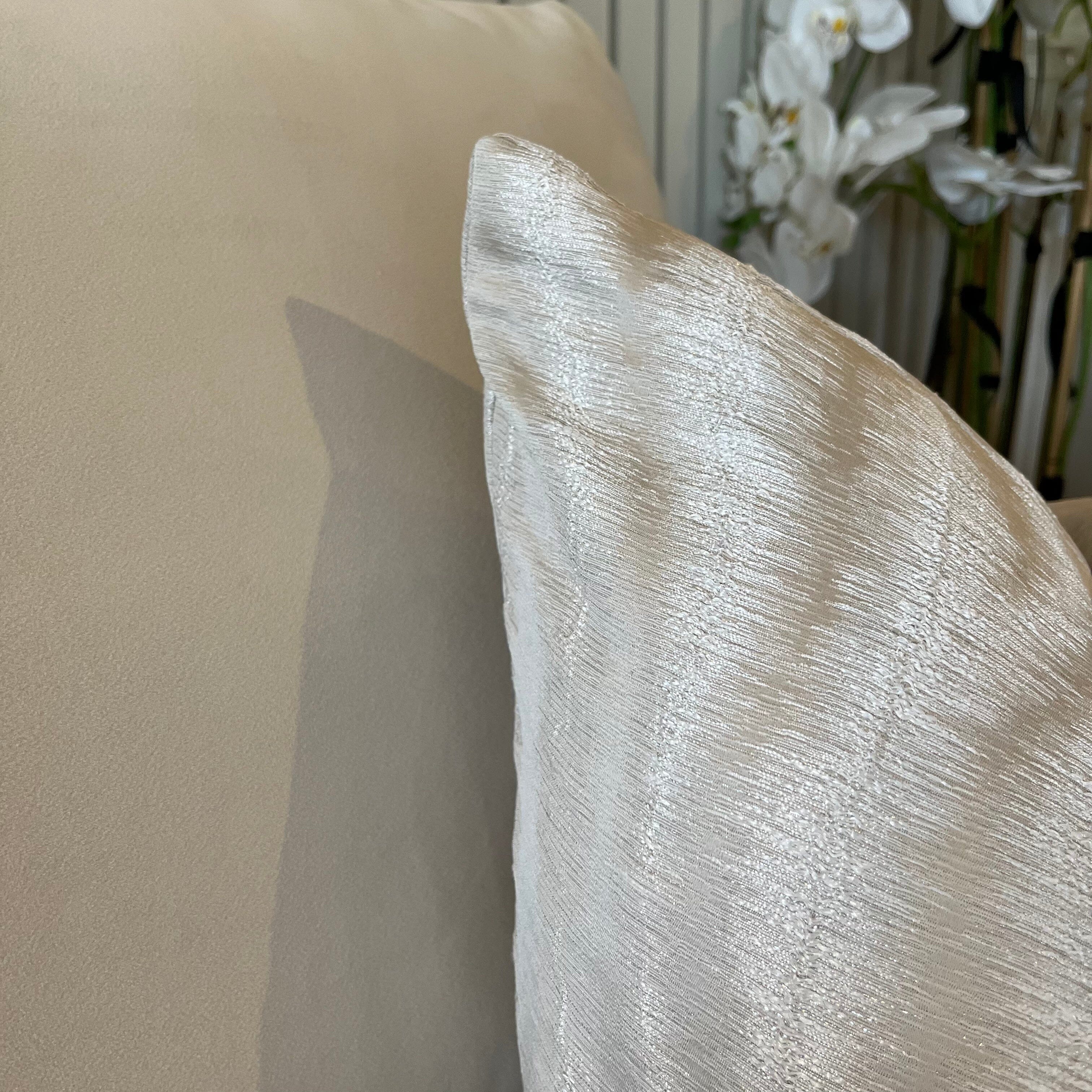 Kahlo Cream & Silver Metallic Feather Filled Cushion - 50x50cm