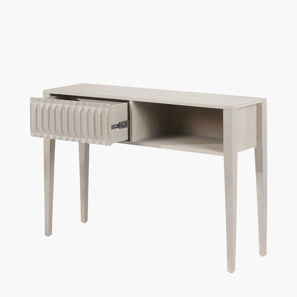 Kamala Light Grey Mango Wood 1 Drawer Console Table Furniture