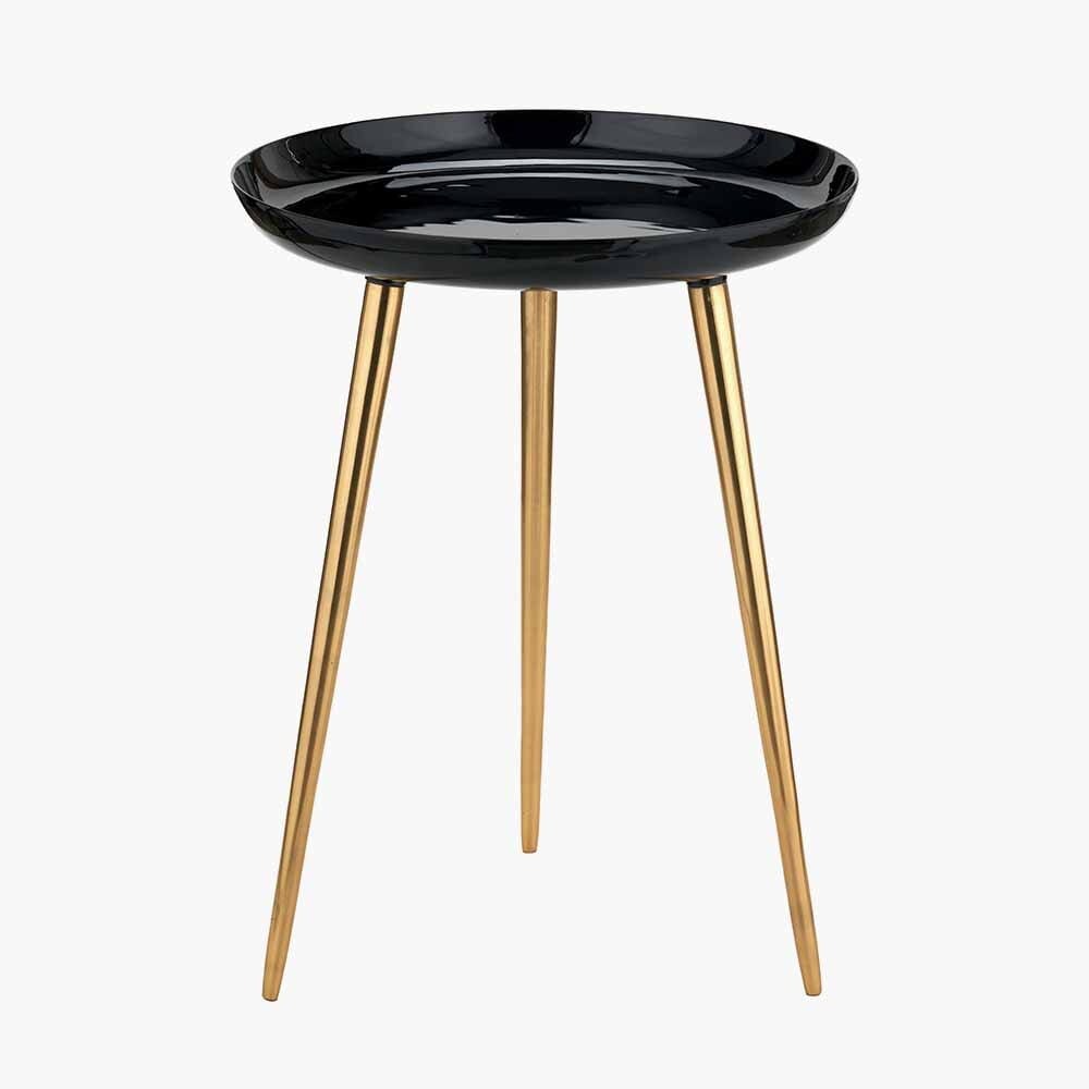 Katie Black Enamel & Gold Metal Side Table Furniture