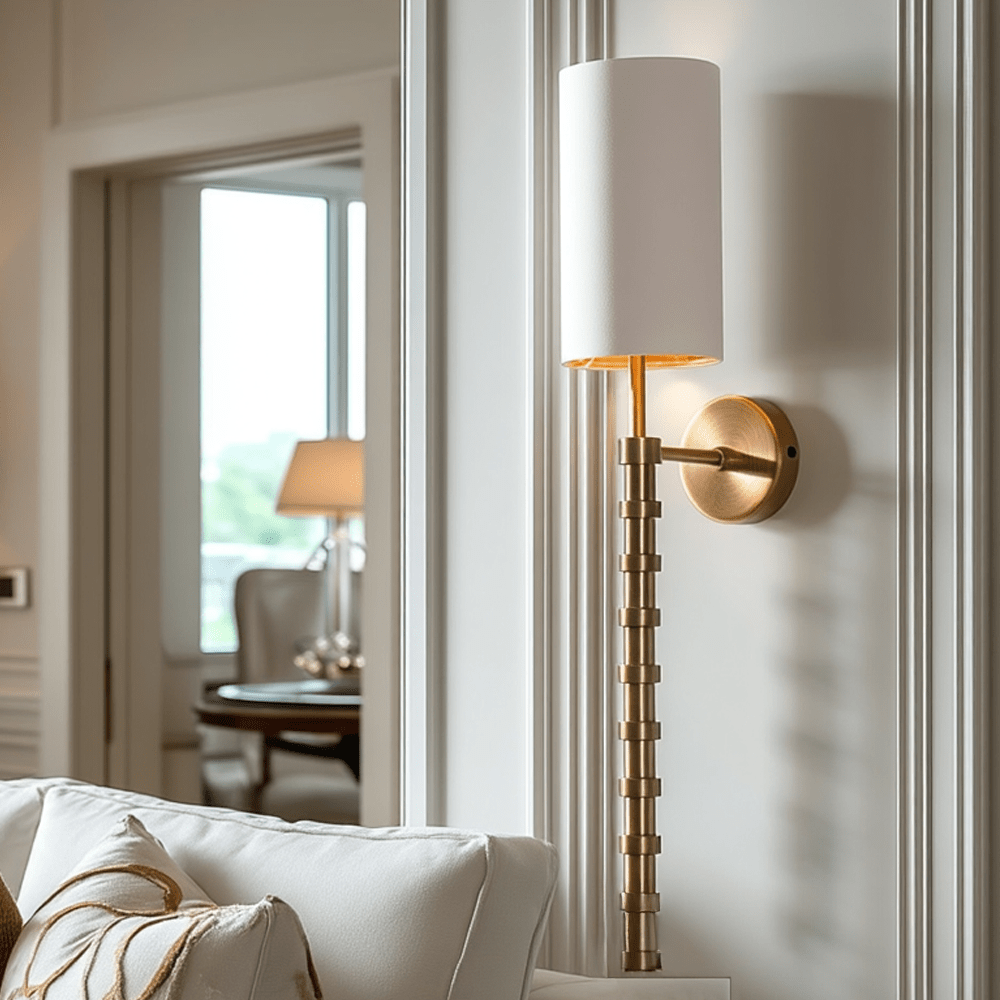 Keeva Brass Ribbed Detail Wall Light Lighting