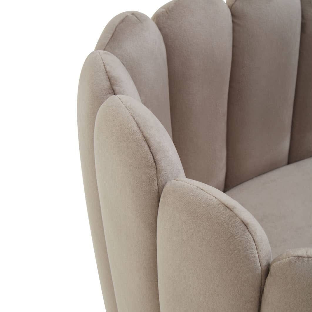 Kelcie Beige Velvet Scalloped Dining Chair with Gold Legs Furniture