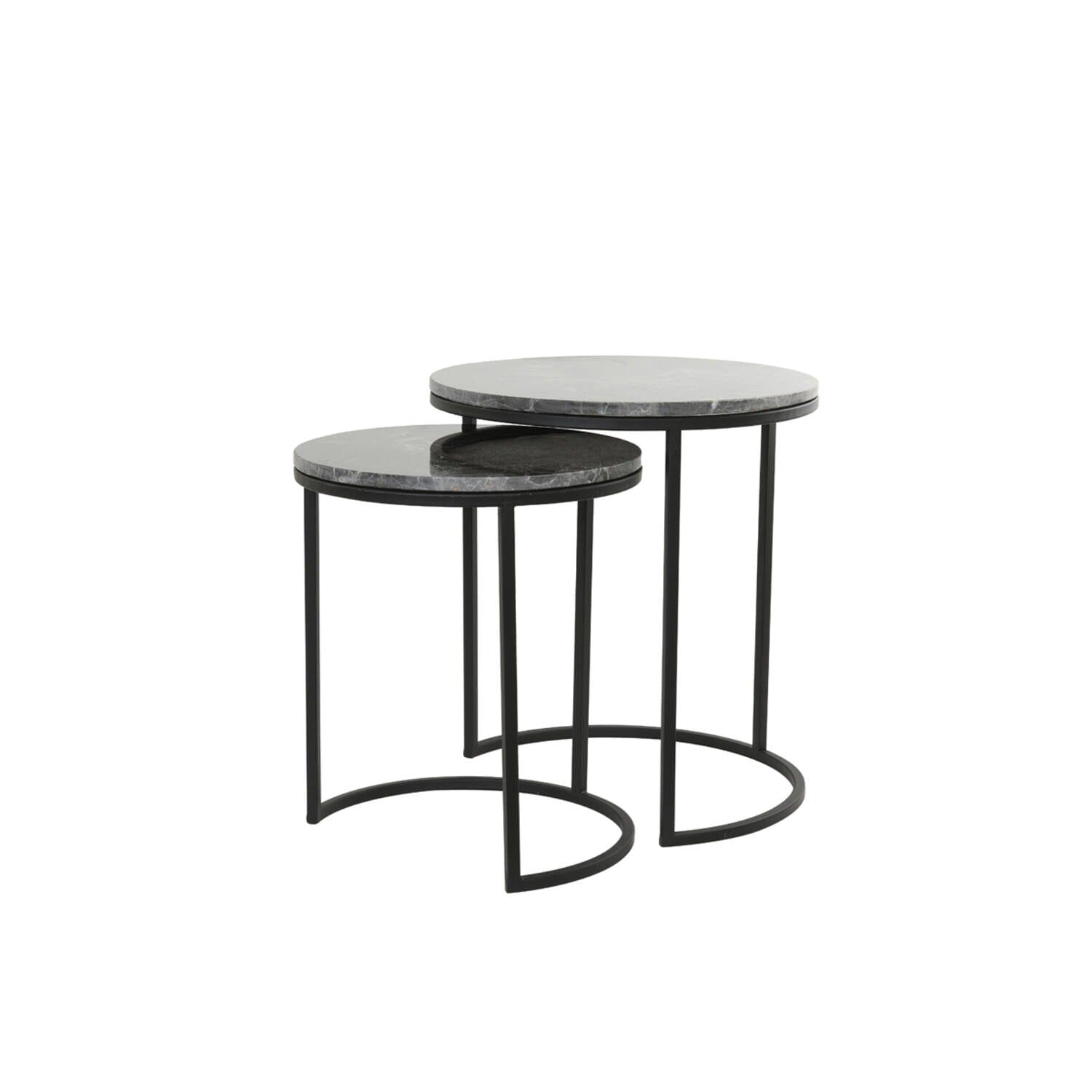 Keller Black Marble Nesting Side Tables Furniture