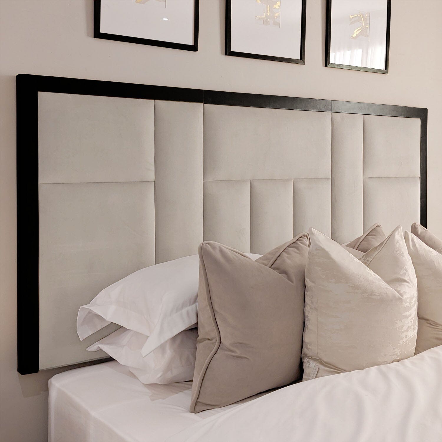 Kensington Cream Premium Half Height Headboard with Wooden Frame MTO Beds and Headboards