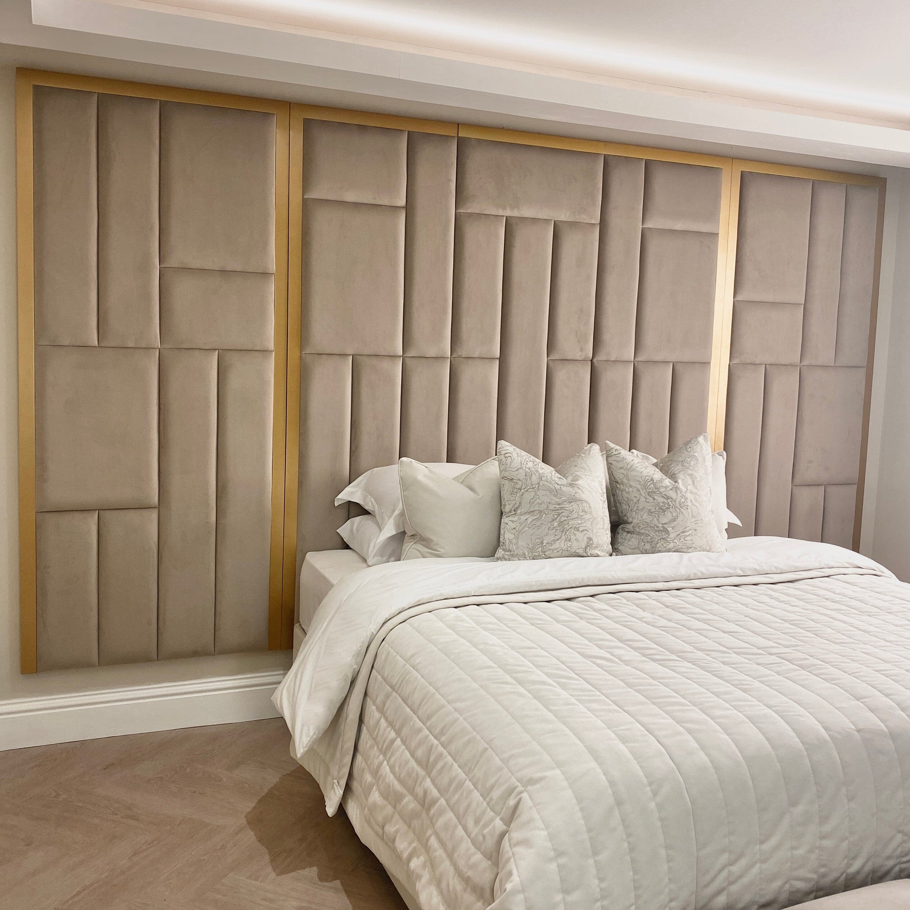 Kensington Mink & Gold Premium Abstract Headboard MTO Beds and Headboards