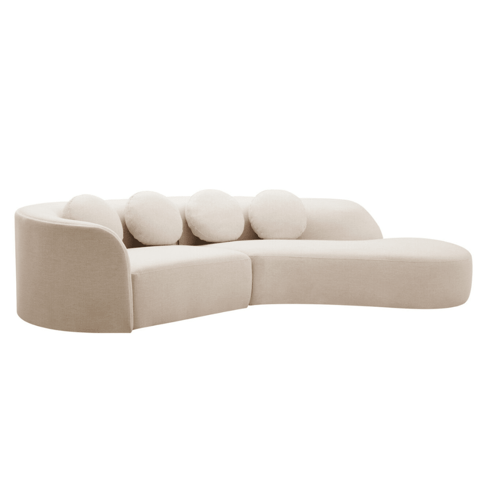 Keyen Cream Linen 3 seater Curved Sofa Sofa