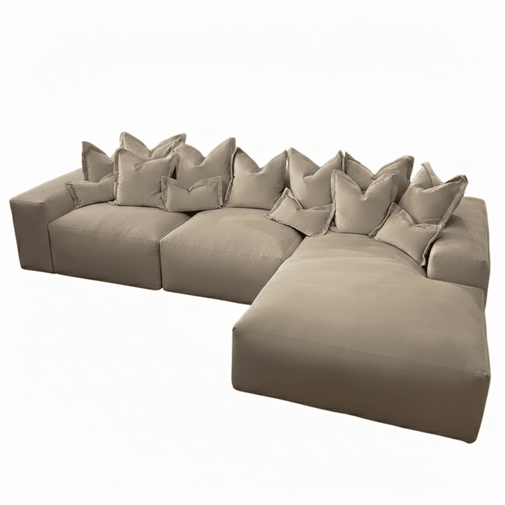 Kiara Mink Velvet Sofa Collection With Brass Studs Sofa