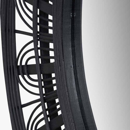 Kiruna Black Bamboo Frame Round Wall Mirror Accessories