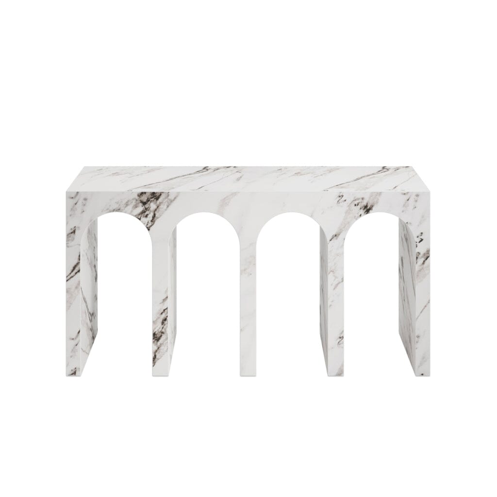 Kyoto Luxury White Marble Effect Arched Console Table Furniture
