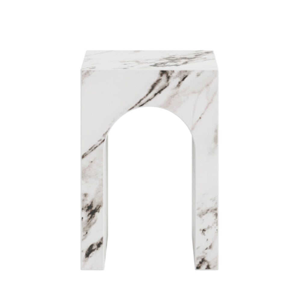 Kyoto Luxury White Marble Effect Arched Side Table Furniture