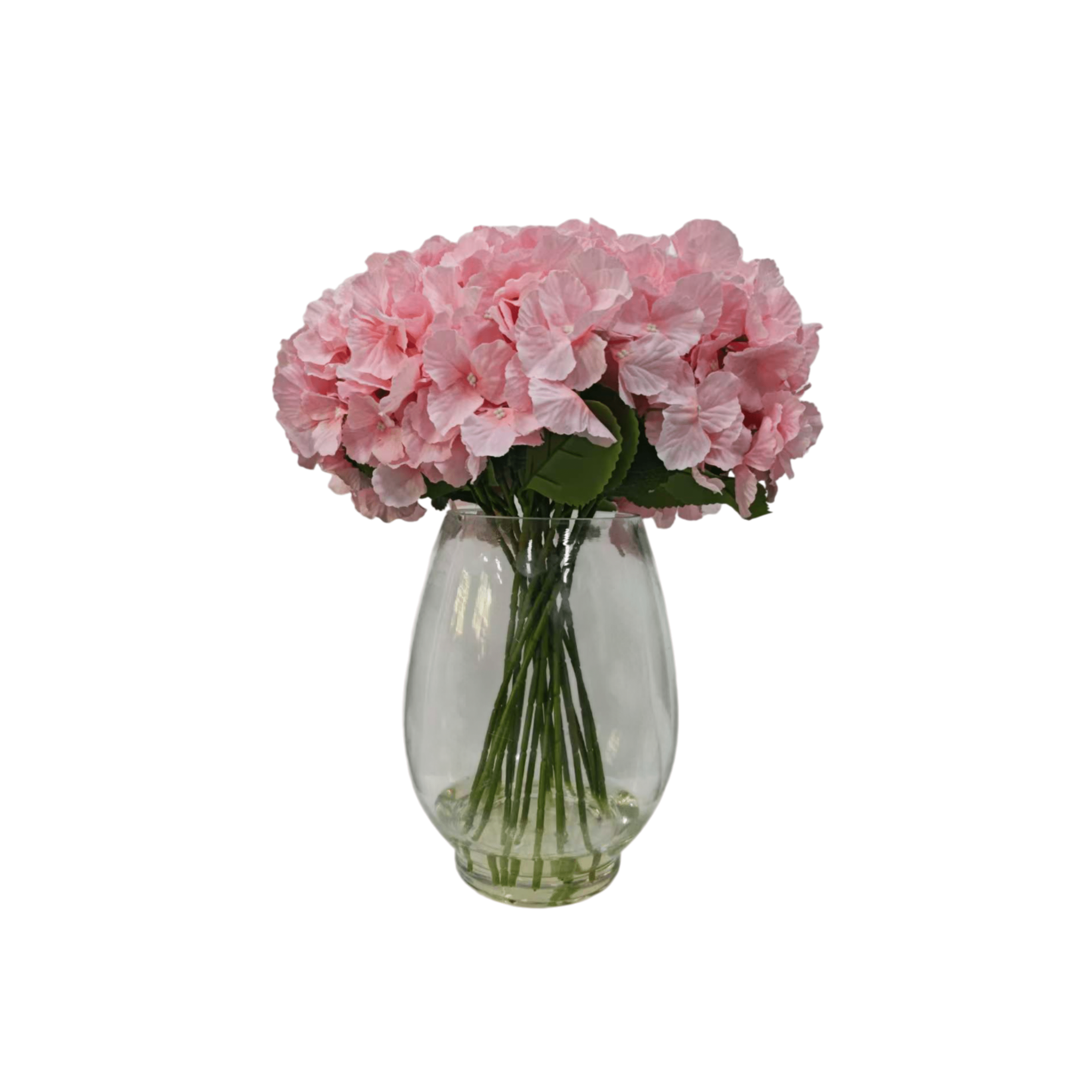 Large Faux Dusky Pink Hydrangeas Floral Arrangement in Fishbowl Vase Accessories