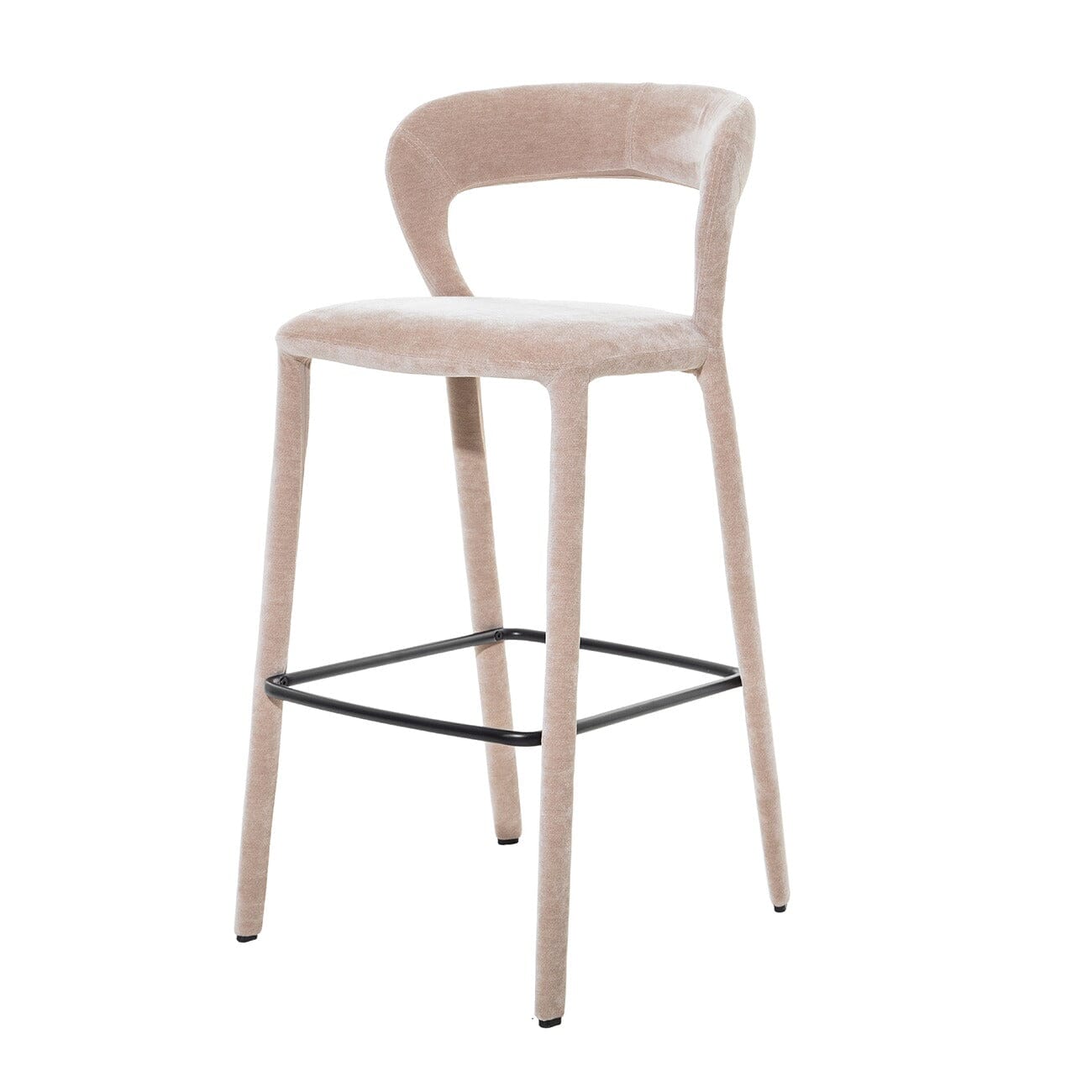 Larson Taupe Velvet Upholstered Bar Stool Furniture