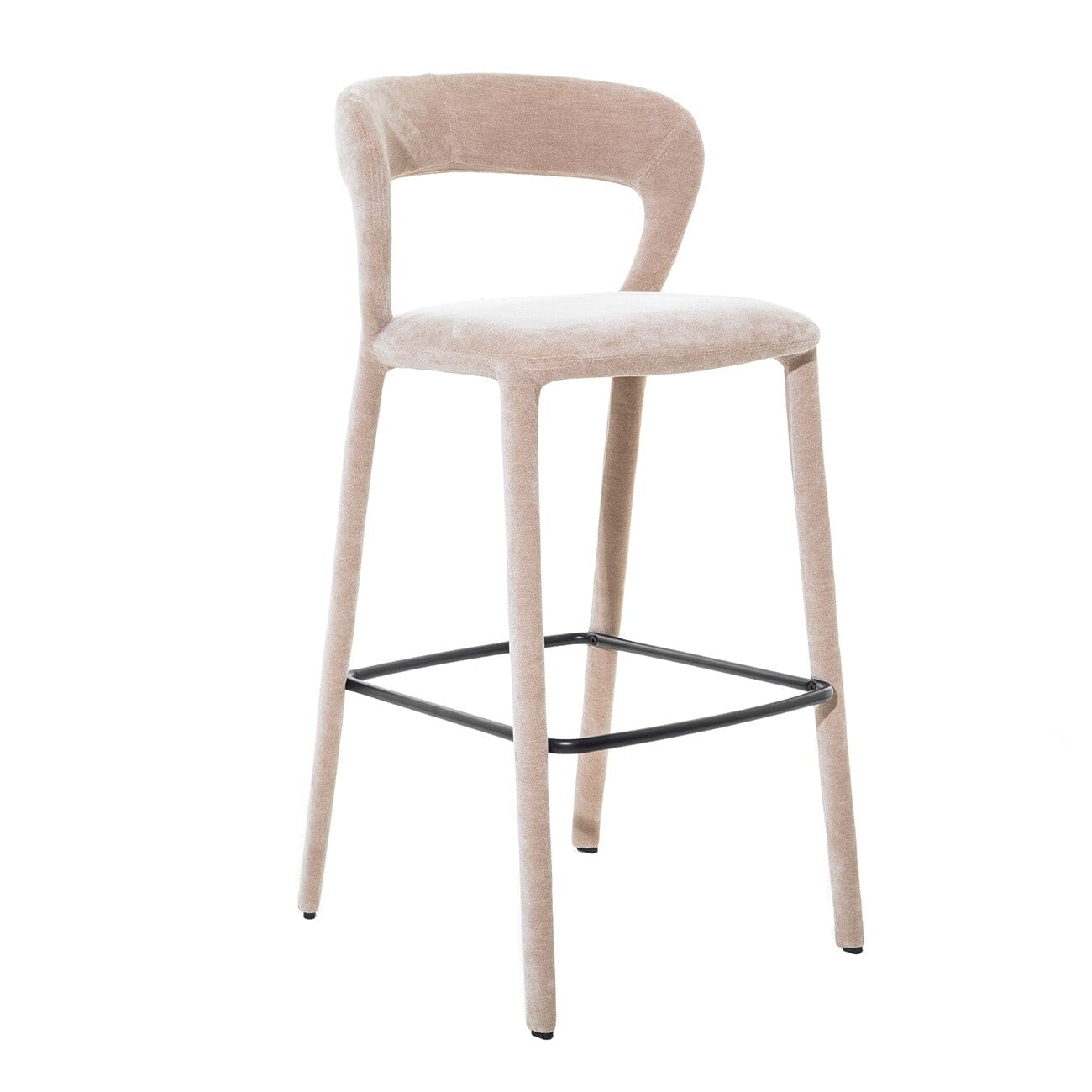 Larson Taupe Velvet Upholstered Bar Stool Furniture