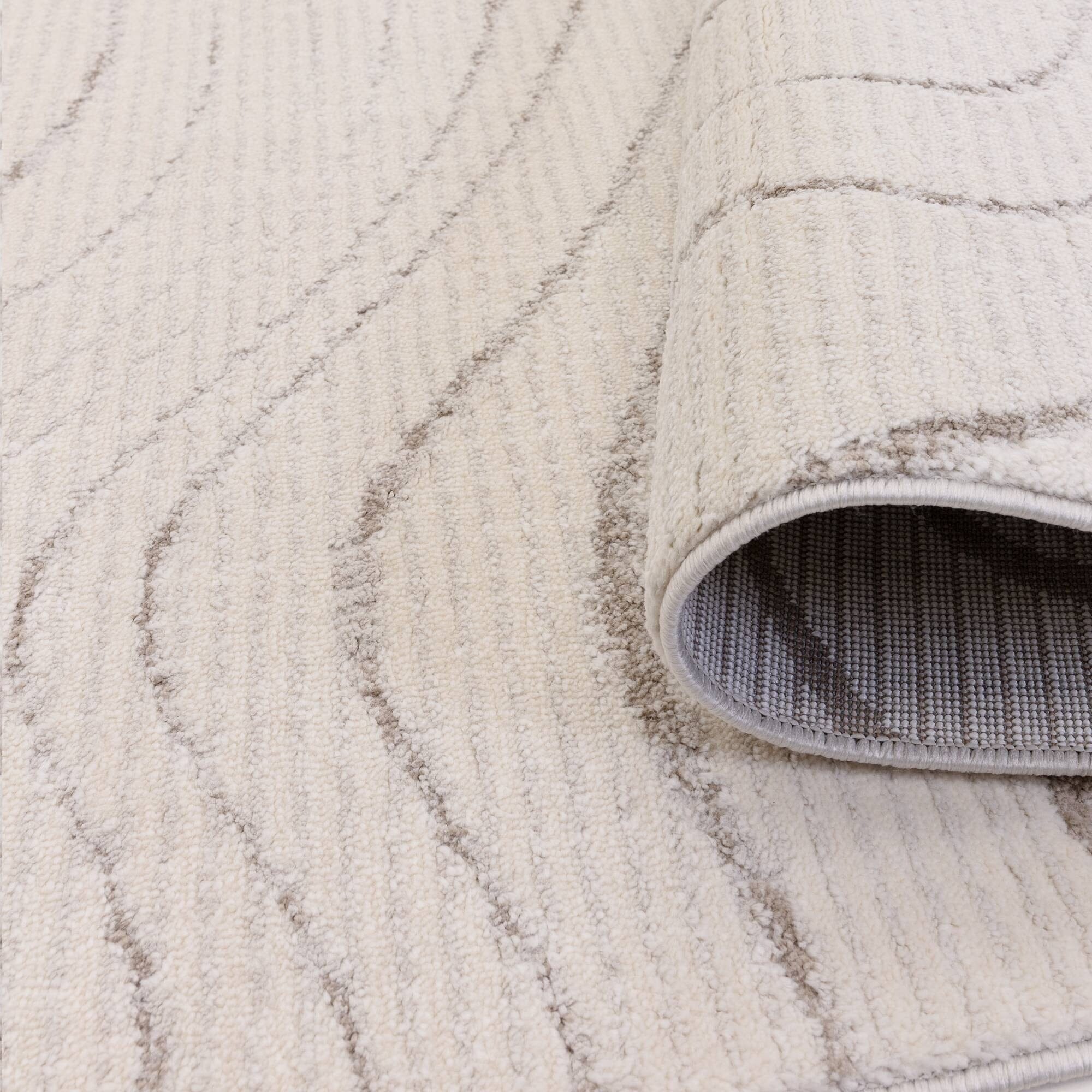 Lecco Beige Wave Effect Abstract Rug