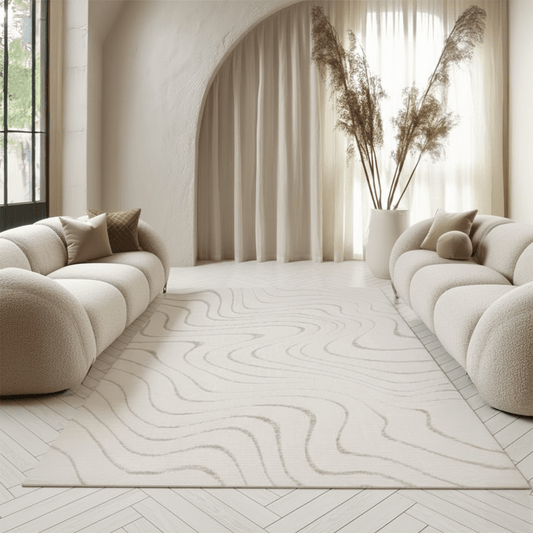 Lecco Beige Wave Effect Abstract Rug